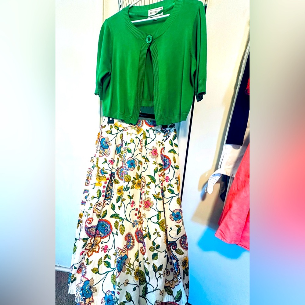 Cropped cardigan and skirt